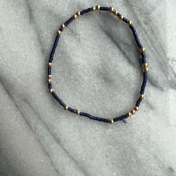 Jewelry - Navy & Gold Seed Bead Camp Bracelet